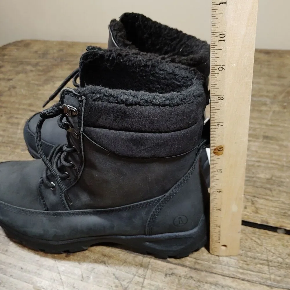 Lands End Mens 10EE Boots Black Thermolite Insulated Lace Up Shoes EC